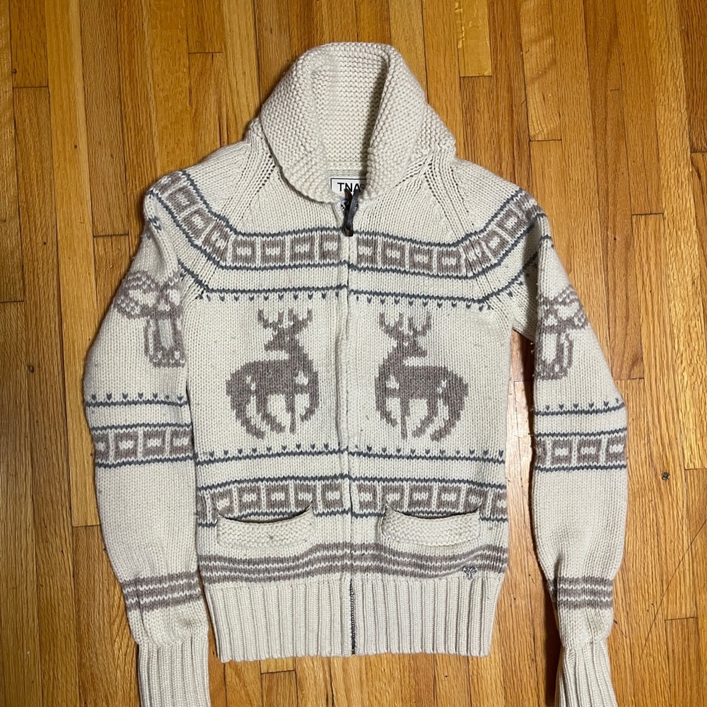 TNA Beige and Taupe Hooded Cardigan - Picture 2 of 4